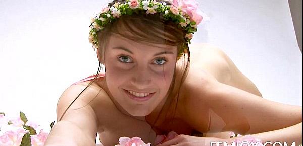  Natural D Cup Ashley Nude With Flowers Crown